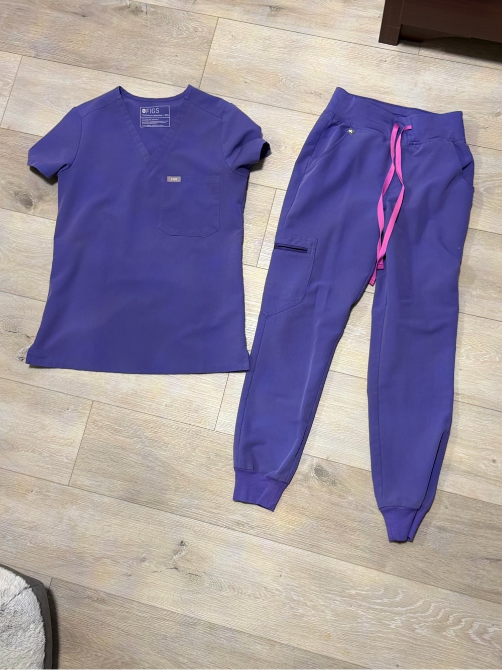 Figs Purple Set with Pink Drawcord